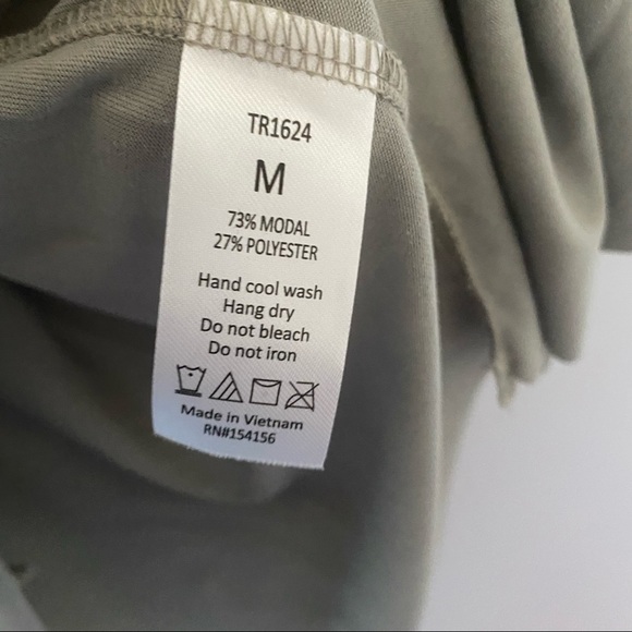 Greenish-Gray Peplum Top Short Sleeve Soft Light Fabric - Picture 9 of 12